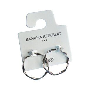 Banana Republic Twisted Silver-Tone Hoop Earrings For Women
